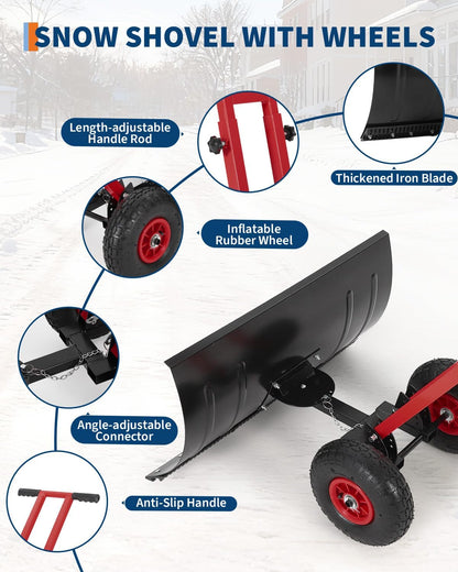 29X16.5 in Snow Shovel with 7-Position Angled Blade