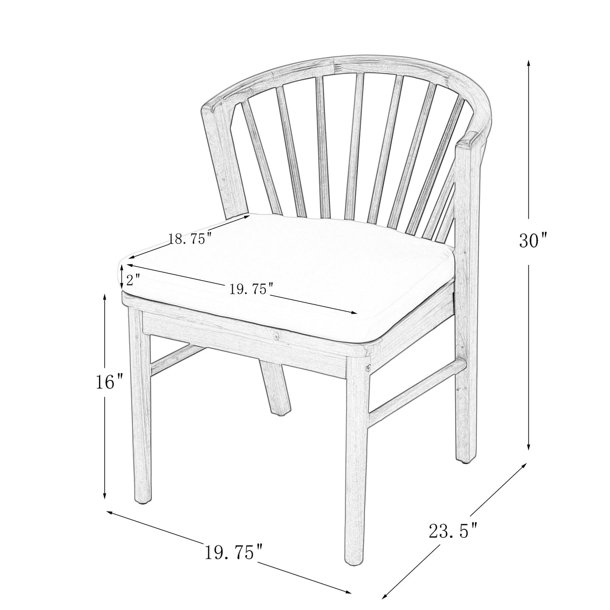 Acacia Wood Outdoor Patio Dining Set with Windsor Slat‑Back Chairs — 9‑Piece