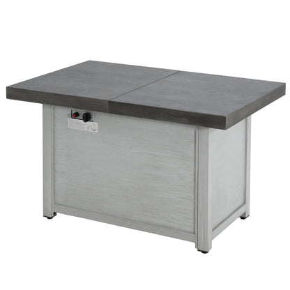 Extendable Rectangle Aluminum Fire Pit Table – 50,000 BTU, Dark Grey