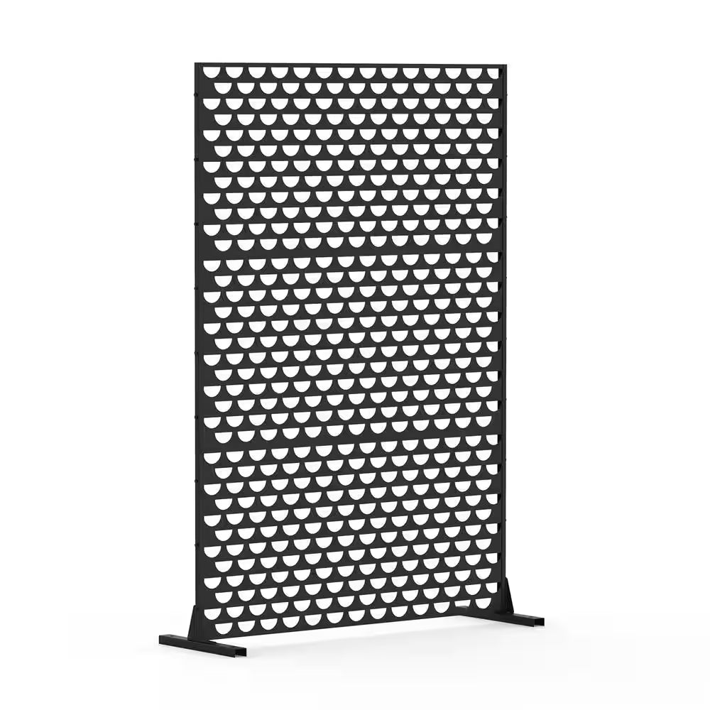 70.75 In. Galvanized Metal Outdoor Privacy Screens Garden Outdoor Fence Spring in Black