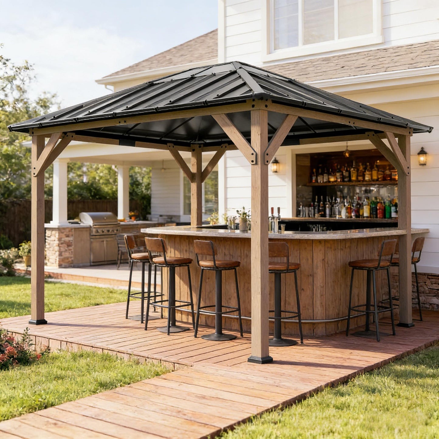 Hardtop Gazebo with Fir Wood Frame