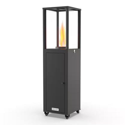 58,500 BTU Steel Wood Pellet Standing Patio Heater with Wheels-Black