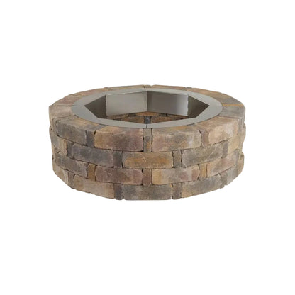 Rumblestone 46 In. X 14 In. round Concrete Fire Pit Kit No. 2 in Sierra Blend with round Steel Insert