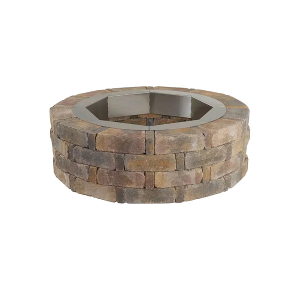 Rumblestone 46 In. X 14 In. round Concrete Fire Pit Kit No. 2 in Sierra Blend with round Steel Insert