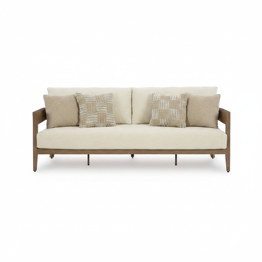 Serene Bay -Outdoor Sofa With Cushion - Dark Brown / White