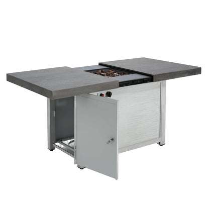 Extendable Rectangle Aluminum Fire Pit Table – 50,000 BTU, Dark Grey