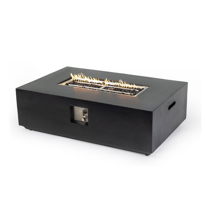 Volon 48" × 30" Rectangular Fiber‑Concrete Fire Pit Table – Charcoal Finish - 50,000 BTU – Charcoal Finish, 50,000 BTU