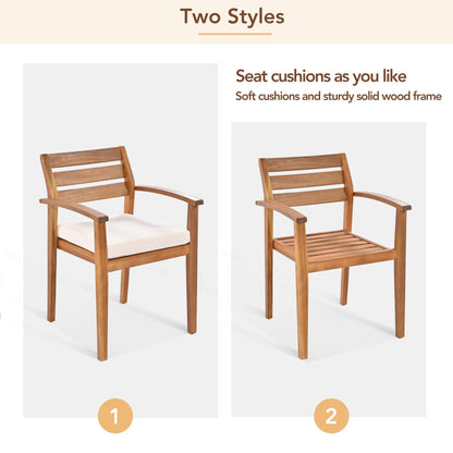 Outdoor Dining Set for 7–8 — Acacia Wood, Beige Cushions & Ergonomic Chairs