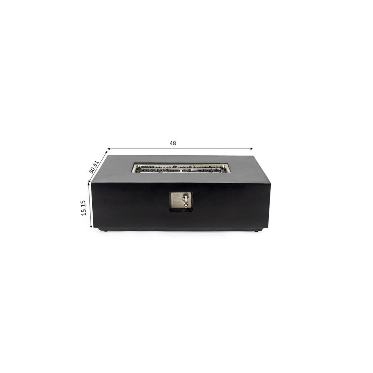 Volon 48" × 30" Rectangular Fiber‑Concrete Fire Pit Table – Charcoal Finish - 50,000 BTU – Charcoal Finish, 50,000 BTU