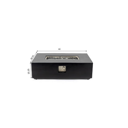 Volon 48" × 30" Rectangular Fiber‑Concrete Fire Pit Table – Charcoal Finish - 50,000 BTU – Charcoal Finish, 50,000 BTU