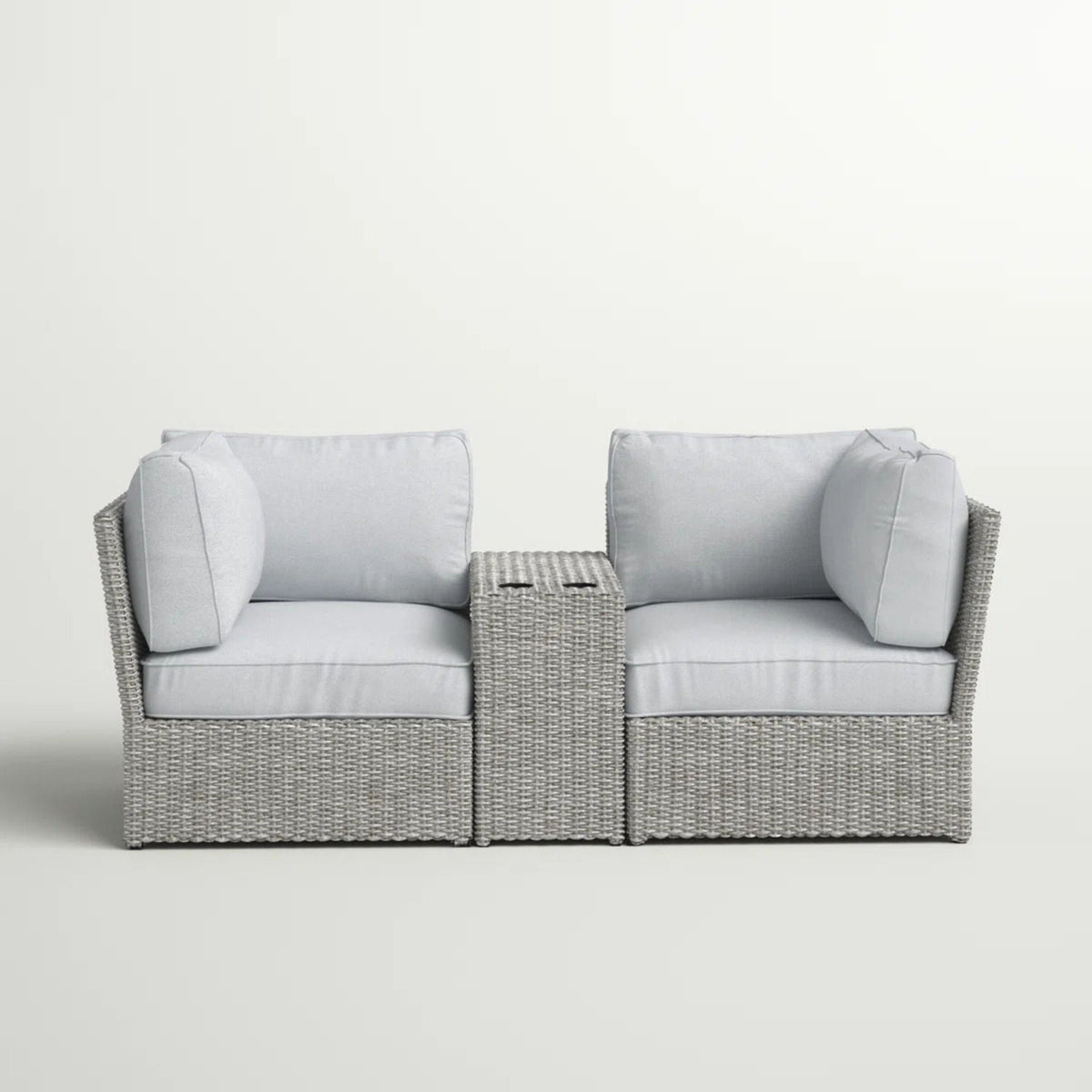 Patio Loveseat Group with Cushions – Weather‑Resistant HDPE Wicker & Rustproof Aluminum