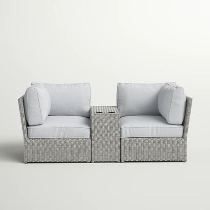 Patio Loveseat Group with Cushions – Weather‑Resistant HDPE Wicker & Rustproof Aluminum