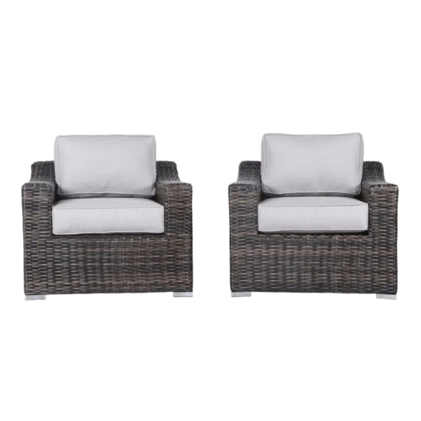 Modern Patio Chair With Cushions (Set of 2) - Brown