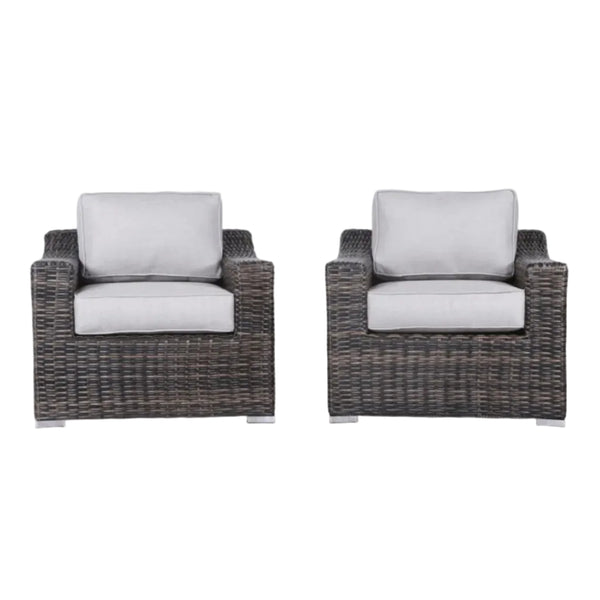 Modern Patio Chair With Cushions (Set of 2) - Brown