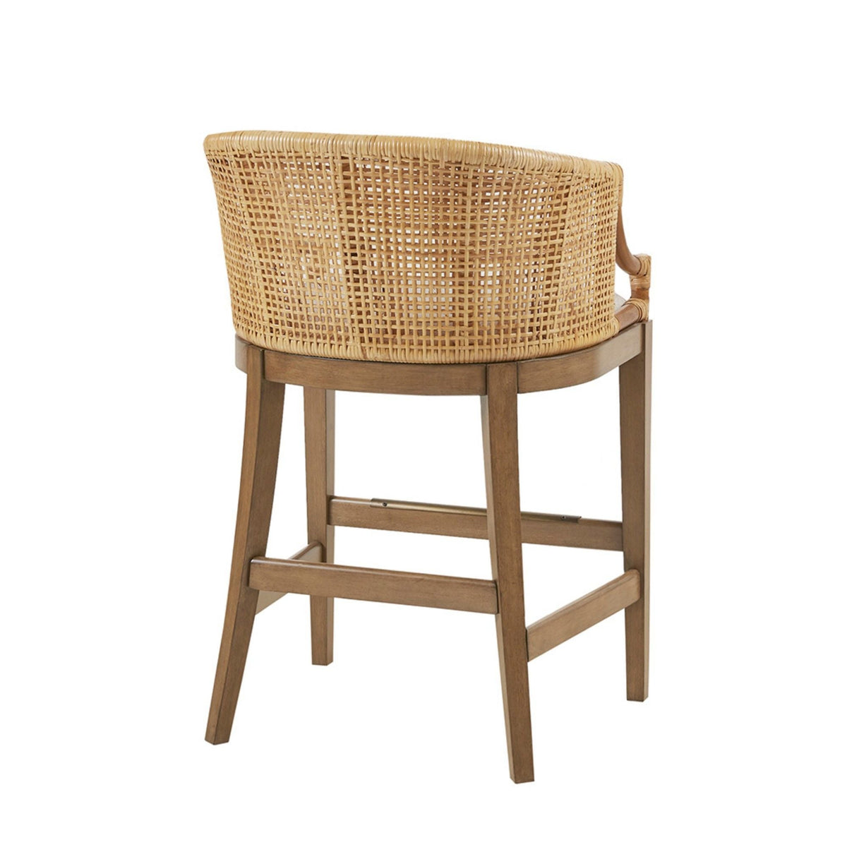 Handcrafted Natural Rattan Counter Stool – Solid Wood Legs, Cushioned Seat & Whitewash Option
