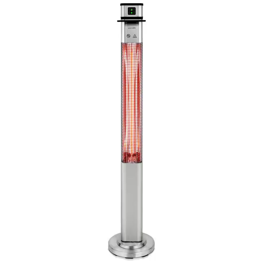 1500- Watt Stainless Steel Remote Control Stand Patio Heater with Three Power Settings and Oscillation