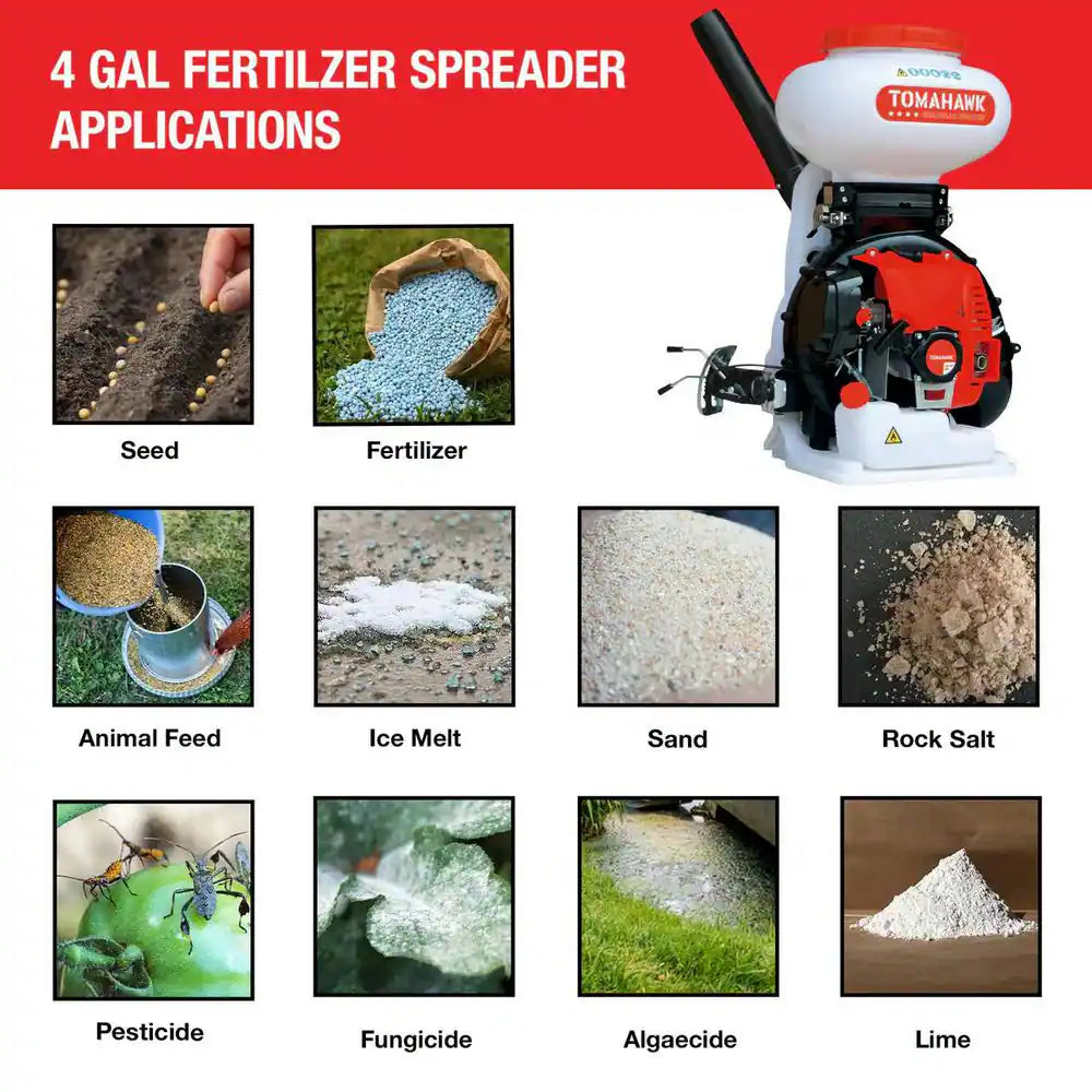 4 Gal. Backpack Motorized Spreader for Granular Fertilizer, Seed, Feed, Salt Ice