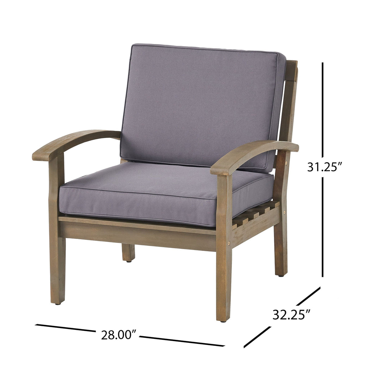 Peyton Outdoor Acacia Wood Club Chair – Deep Seating with Water‑Resistant Cushions