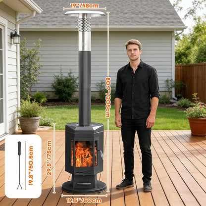 80" Premium Wood Pellet Patio Heater with Glass Window, FP058