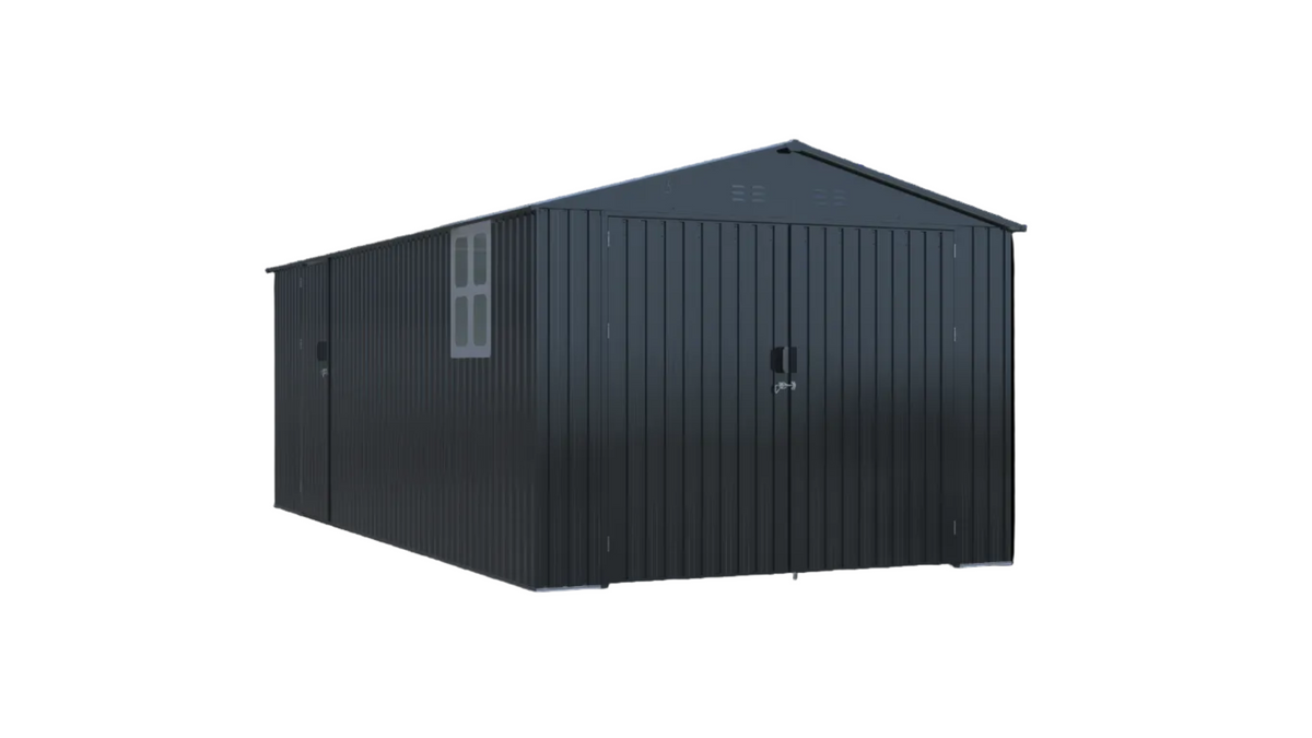 20' x 13' Outdoor Storage Shed with Double Doors and Skylight - Metal