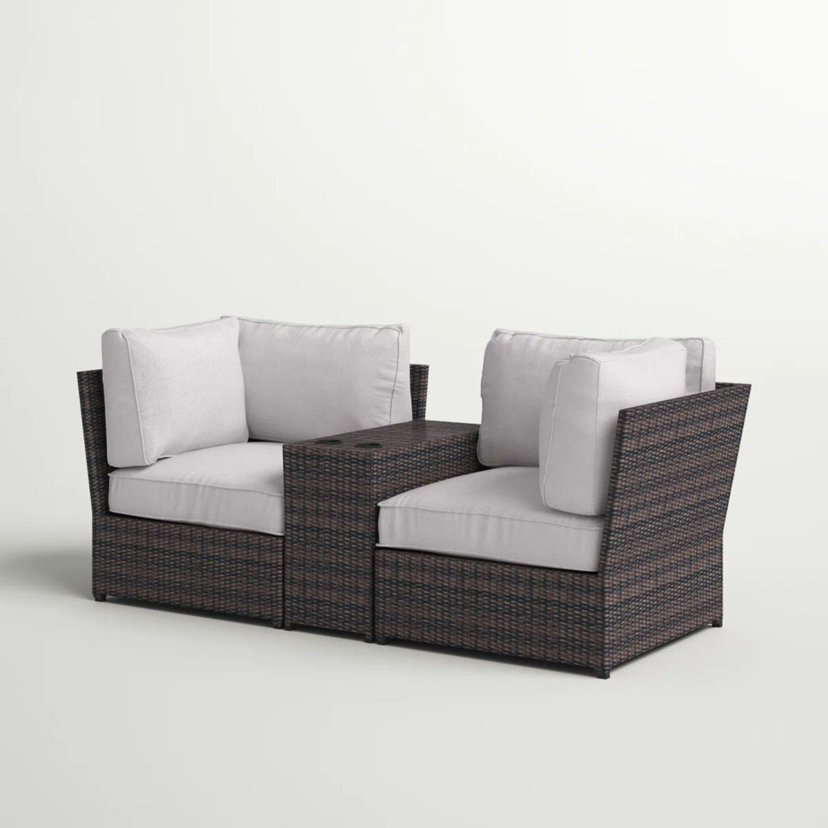 Patio Loveseat Group with Cushions – Weather‑Resistant HDPE Wicker & Rustproof Aluminum
