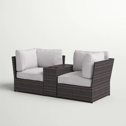 Patio Loveseat Group with Cushions – Weather‑Resistant HDPE Wicker & Rustproof Aluminum