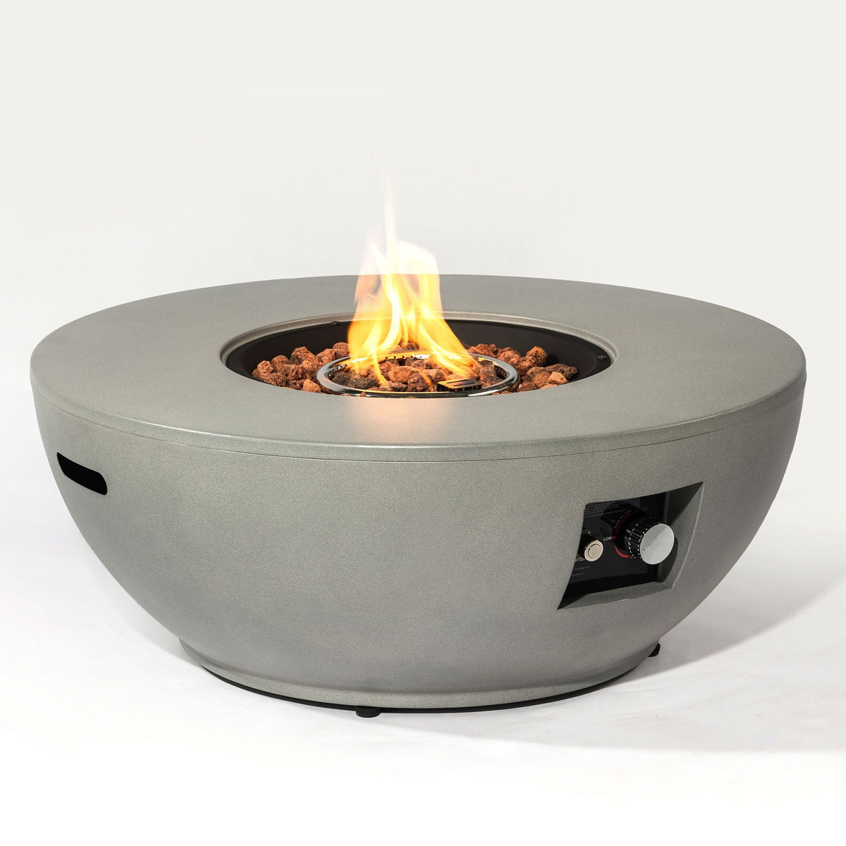 36" Round Steel Propane Fire Pit Table – 50,000 BTU Concrete Finish