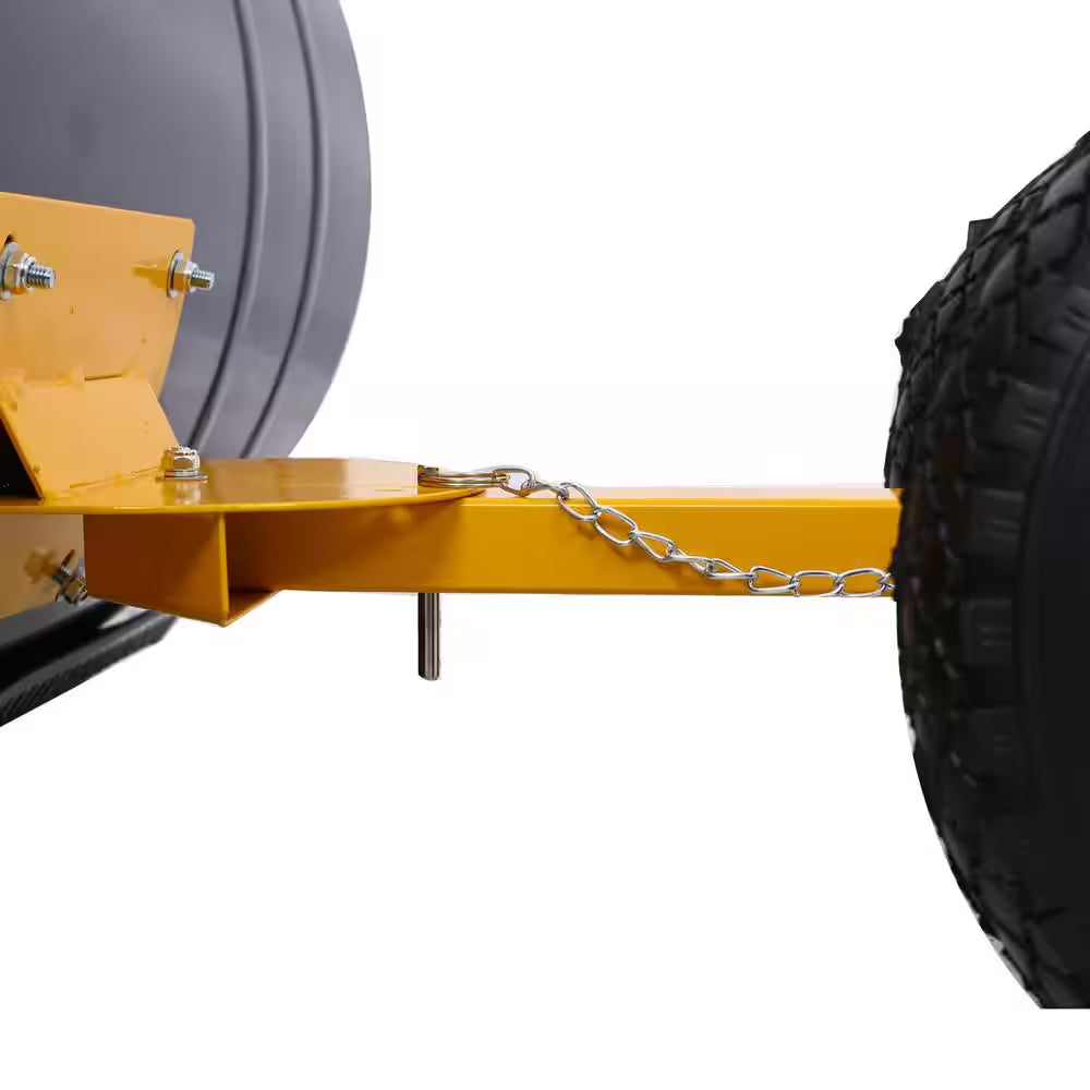 47 In. Sheet Metal Handle Steel Snow Shovel Rolling Pusher with 29 In. Blade and 10 In. Wheels in Black and Yellow