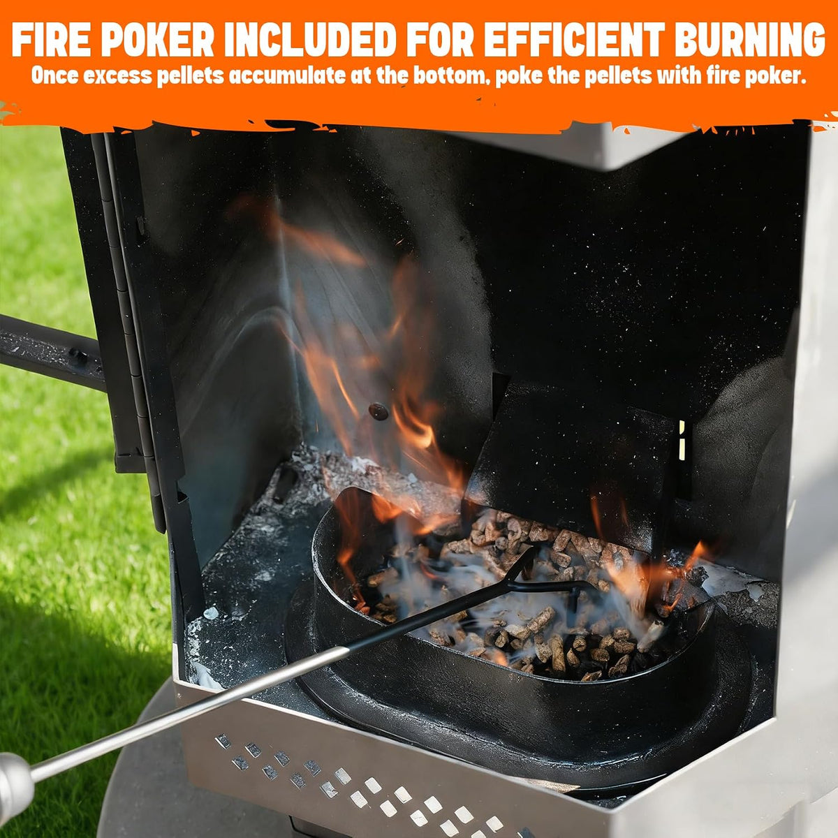80" Premium Wood Pellet Patio Heater with Glass Window, FP058