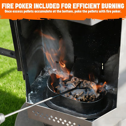 80" Premium Wood Pellet Patio Heater with Glass Window, FP058