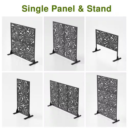 72 In.H X 47 In.W Galvanized Metal Wall Sculptures Privacy Screens Garden Outdoor Fence Summer in Black