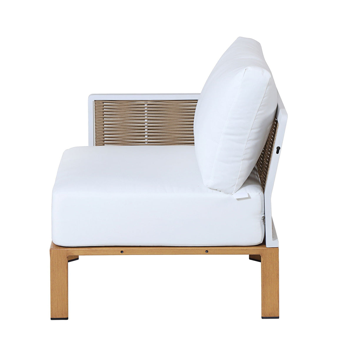 Vine 4‑Piece Outdoor Conversation Set with Convertible Sectionals & Marble‑Design Table – White
