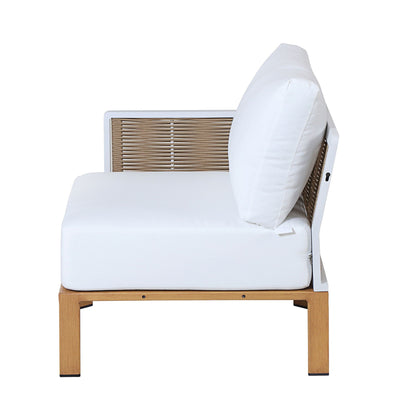 Vine 4‑Piece Outdoor Conversation Set with Convertible Sectionals & Marble‑Design Table – White