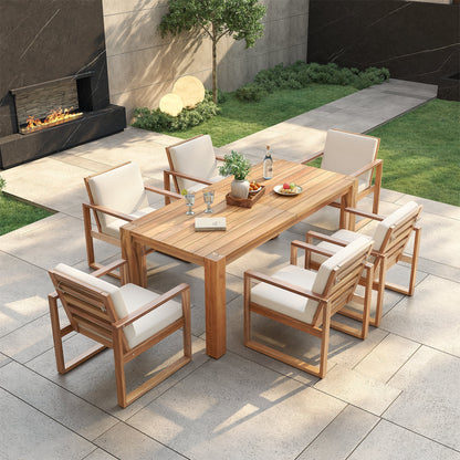 TREXM Patio Table and Chairs Set, 7-Piece Outdoor Dining Set for 6