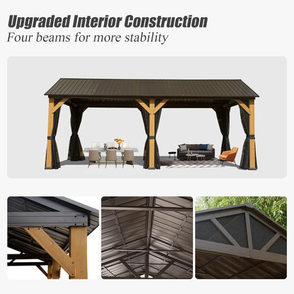Cedar Wood Wall-Mounted Hardtop Gazebo