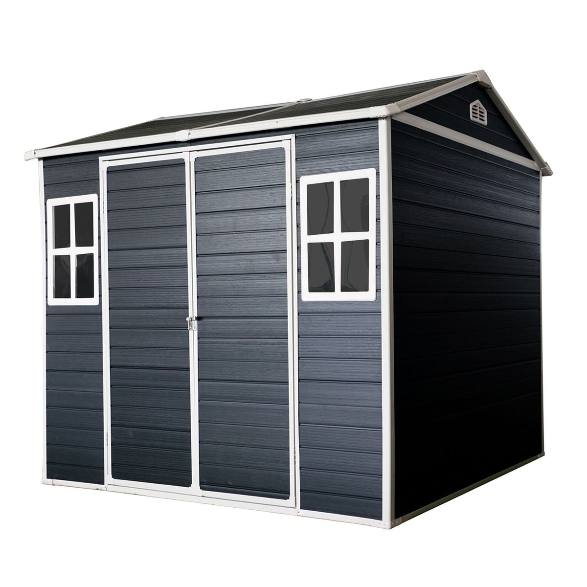 Resin Outdoor Storage Shed with Floor & Lockable Door - Gray or Black