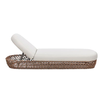 Willow Sunbrella® Upholstered Woven Patio Lounger – Wheat Beige &amp; Golden Brown