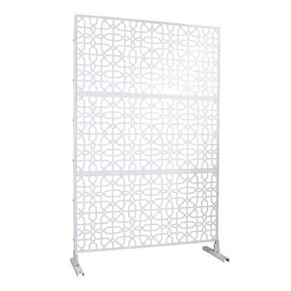 4 Ft. X 6.33 Ft. White Outdoor and Indoor Freestanding Metal Privacy Screen Fence Panels for Lawn Garden (Not Composite)