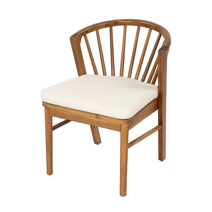 Acacia Wood Outdoor Patio Dining Set with Windsor Slat‑Back Chairs — 9‑Piece