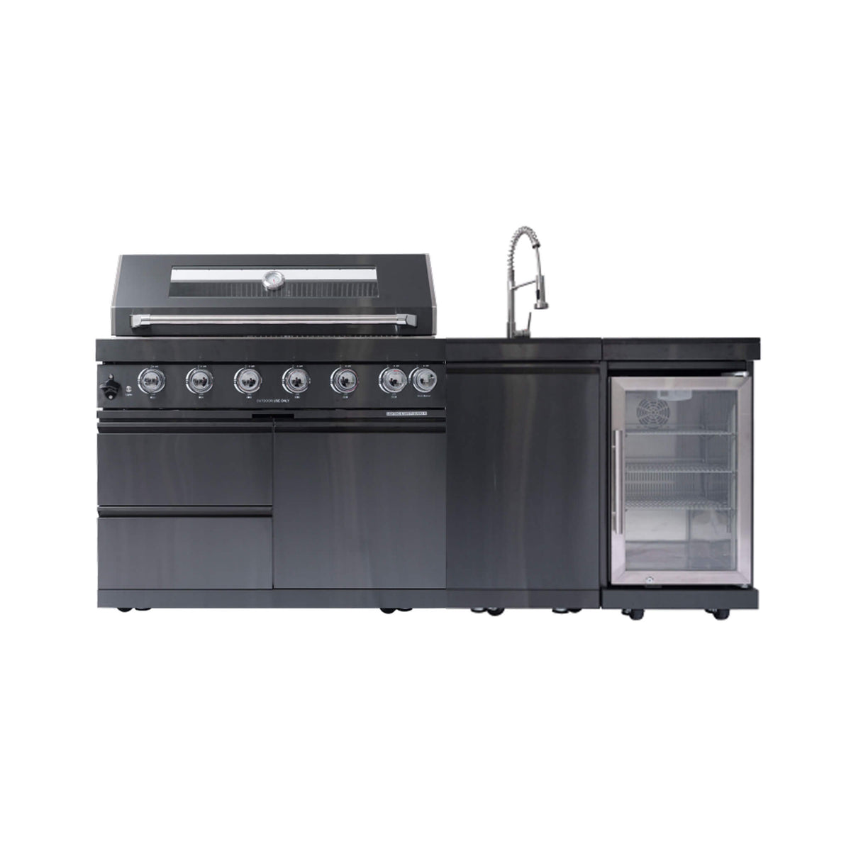 Castelle Flame Avalon 43-Inch 6-Burner 85K BTU Outdoor BBQ Kitchen Grill Island