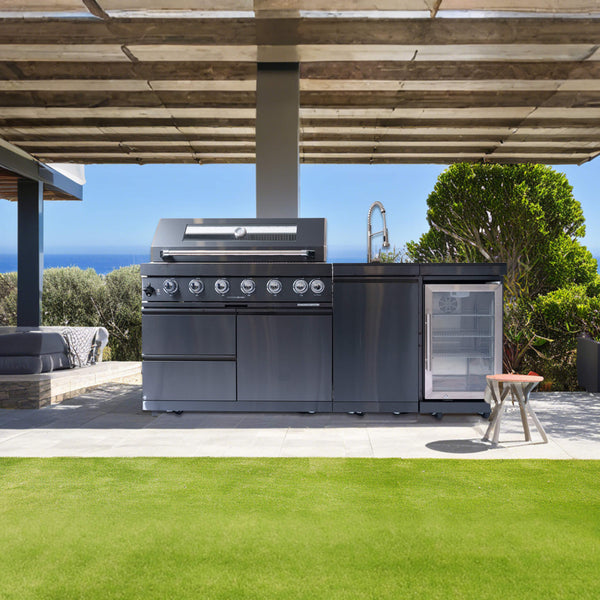 Castelle Flame Avalon 43-Inch 6-Burner 85K BTU Outdoor BBQ Kitchen Grill Island