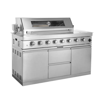 Castelle Flame Capri 96- inch 6‑Burner 85,000 BTU Outdoor Kitchen Grill Island