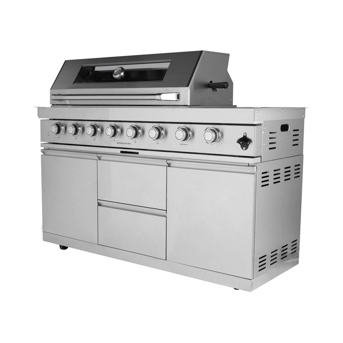 Castelle Flame Capri 96- inch 6‑Burner 85,000 BTU Outdoor Kitchen Grill Island