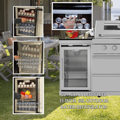 Castelle Flame Capri 96- inch 6‑Burner 85,000 BTU Outdoor Kitchen Grill Island