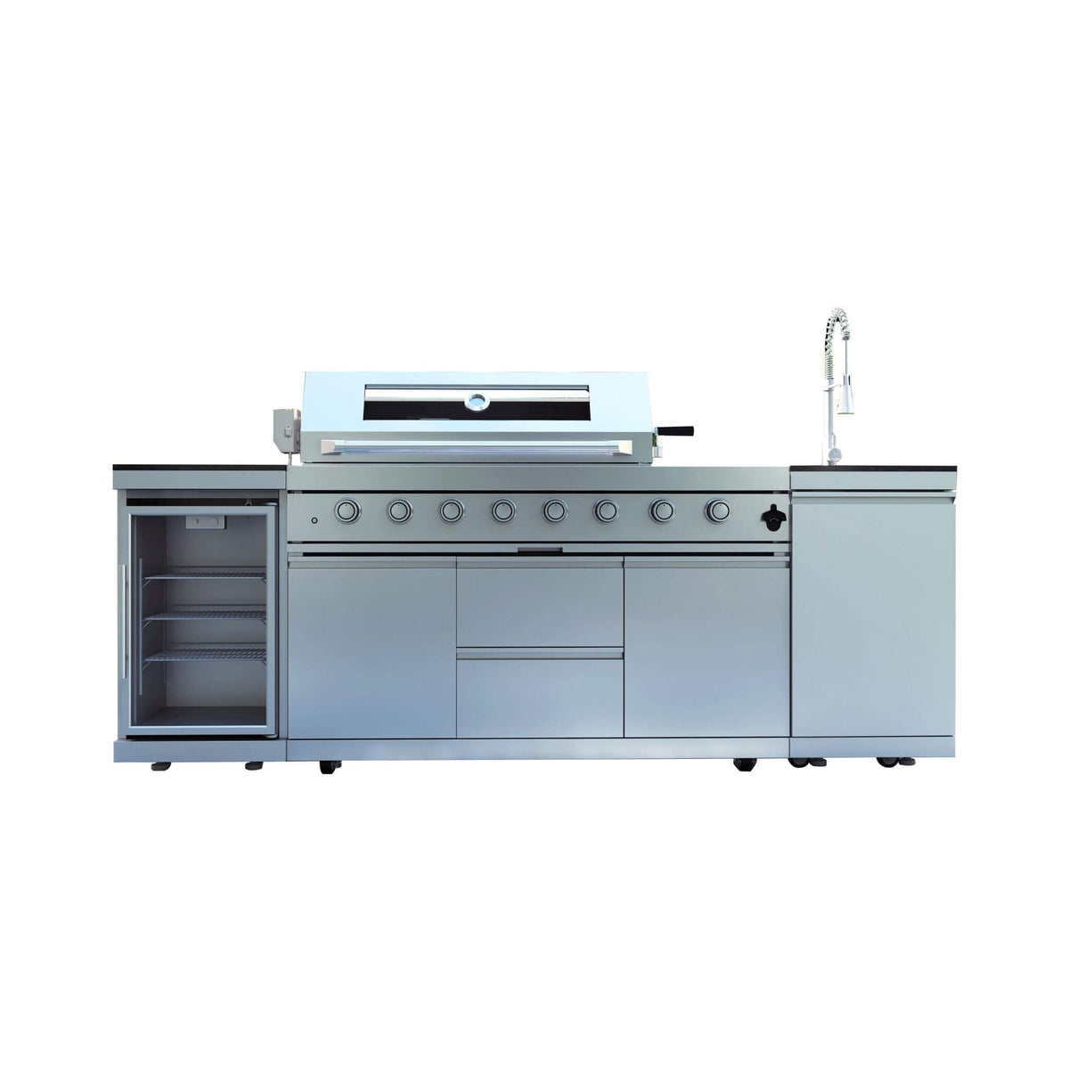 Castelle Flame Capri 96- inch 6‑Burner 85,000 BTU Outdoor Kitchen Grill Island