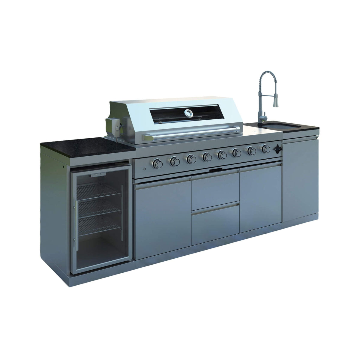 Castelle Flame Capri 96- inch 6‑Burner 85,000 BTU Outdoor Kitchen Grill Island