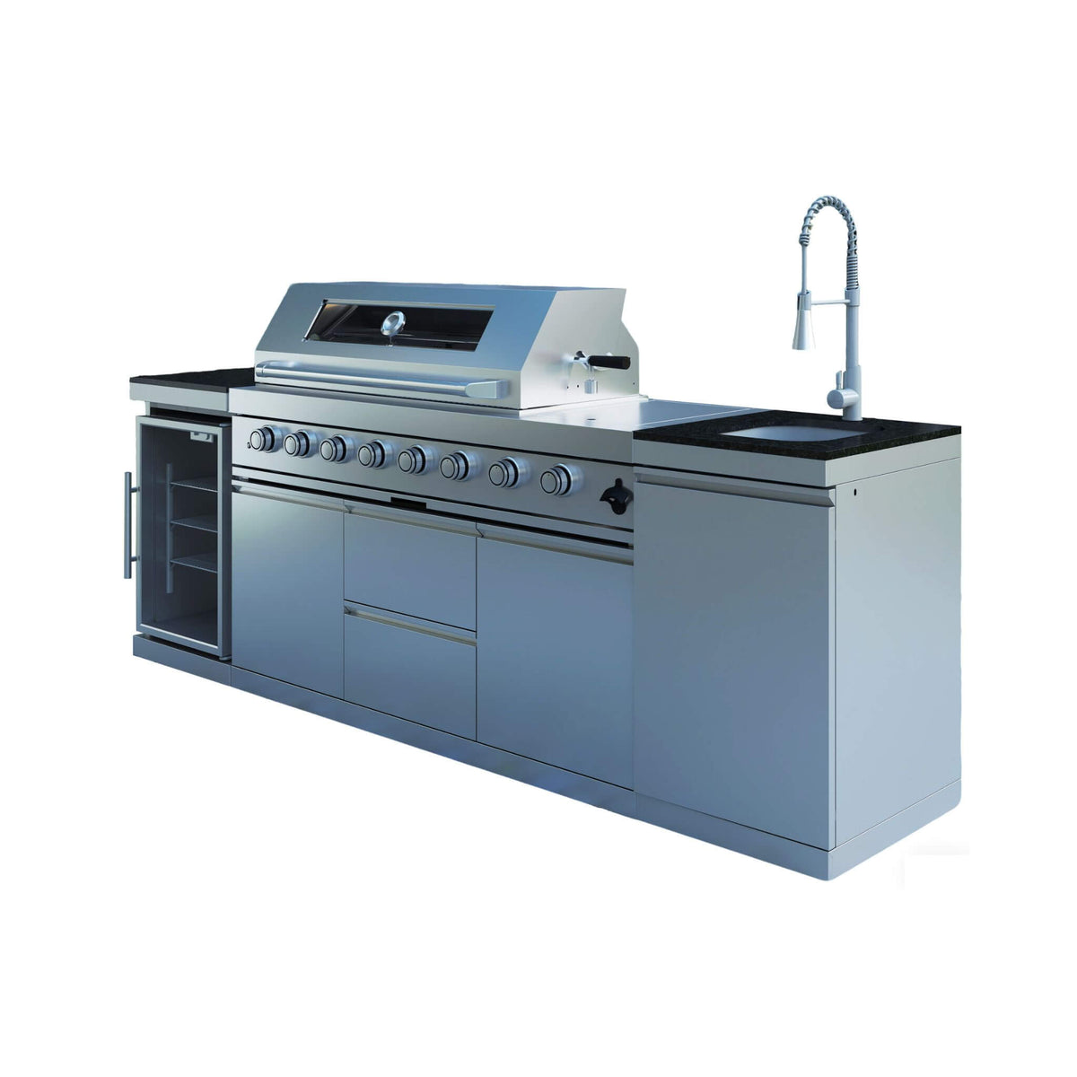 Castelle Flame Capri 96- inch 6‑Burner 85,000 BTU Outdoor Kitchen Grill Island