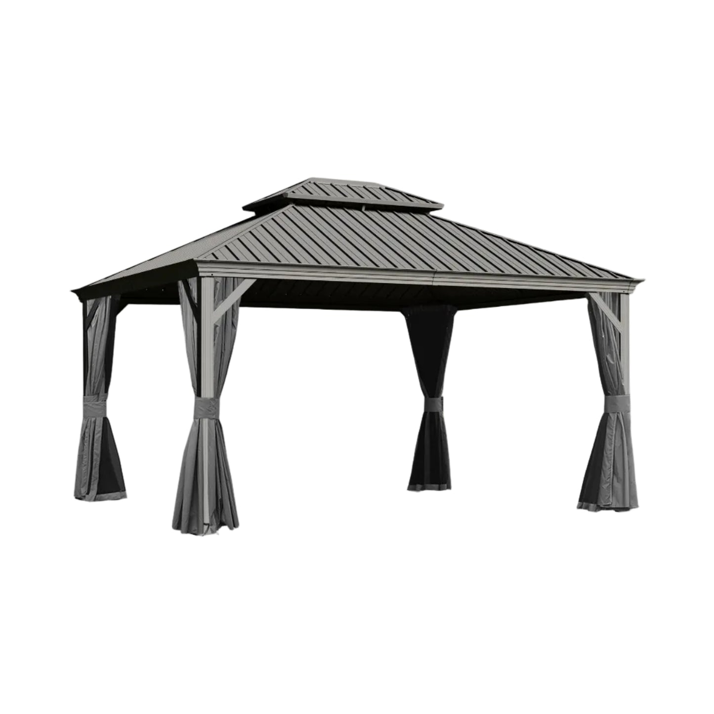 10x13ft Outdoor Gazebo with Galvanized Steel Double Roof