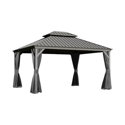 10x13ft Outdoor Gazebo with Galvanized Steel Double Roof