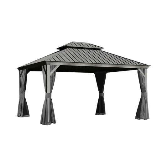 10x13ft Outdoor Gazebo with Galvanized Steel Double Roof